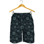 Blue Sun And Moon Pattern Print Men's Shorts