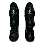 Blue Sun And Moon Pattern Print Muay Thai Shin Guard