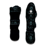 Blue Sun And Moon Pattern Print Muay Thai Shin Guard