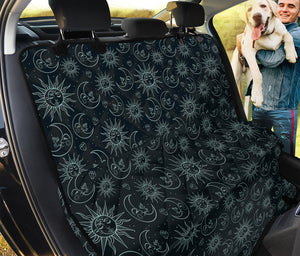 Blue Sun And Moon Pattern Print Pet Car Back Seat Cover