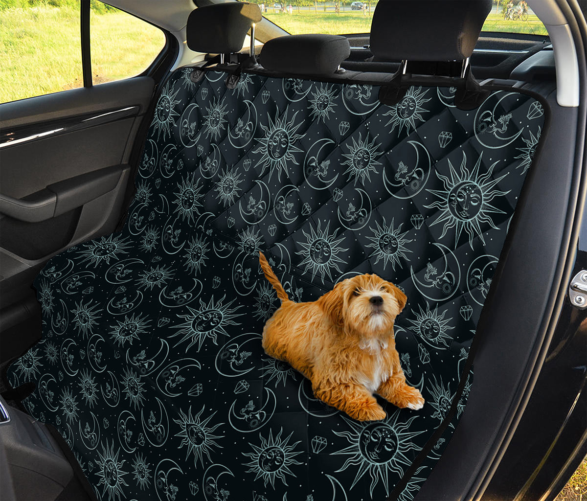 Blue Sun And Moon Pattern Print Pet Car Back Seat Cover