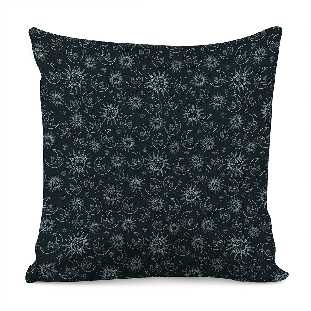 Blue Sun And Moon Pattern Print Pillow Cover