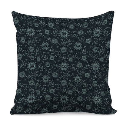 Blue Sun And Moon Pattern Print Pillow Cover