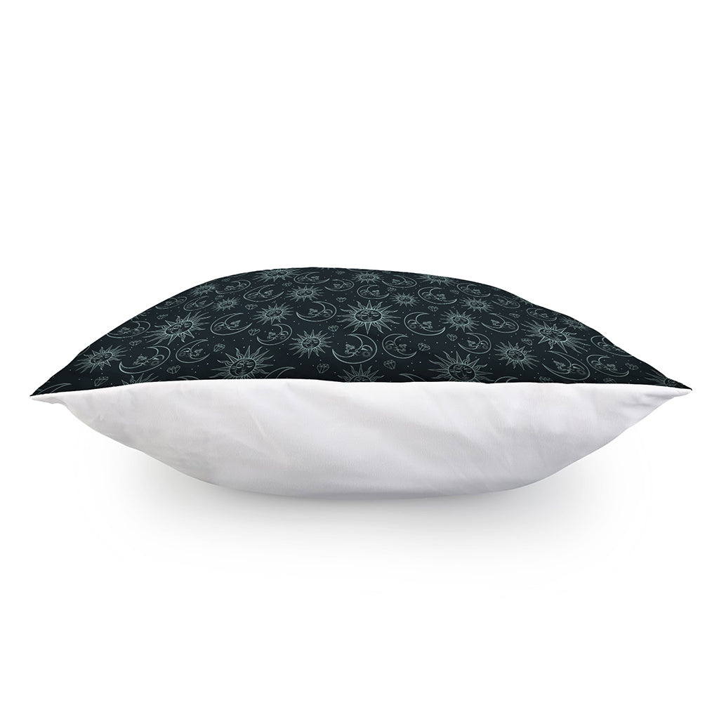 Blue Sun And Moon Pattern Print Pillow Cover