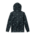 Blue Sun And Moon Pattern Print Pullover Hoodie