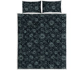 Blue Sun And Moon Pattern Print Quilt Bed Set