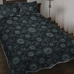 Blue Sun And Moon Pattern Print Quilt Bed Set