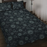 Blue Sun And Moon Pattern Print Quilt Bed Set