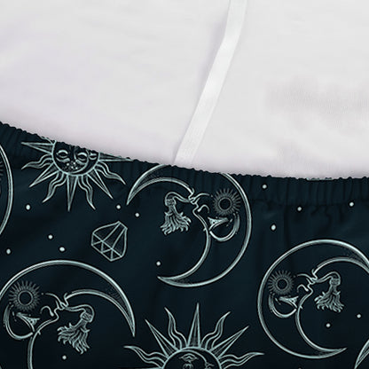 Blue Sun And Moon Pattern Print Sofa Cover