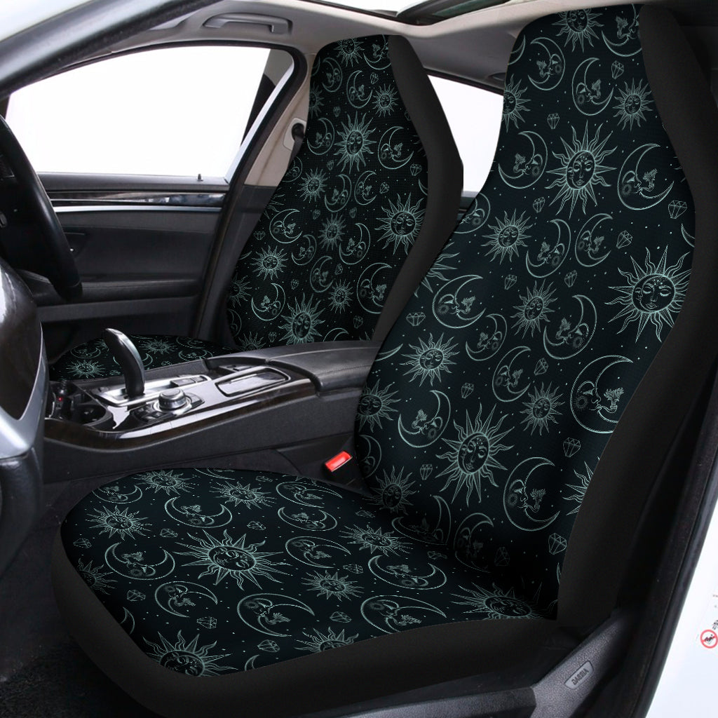 Blue Sun And Moon Pattern Print Universal Fit Car Seat Covers