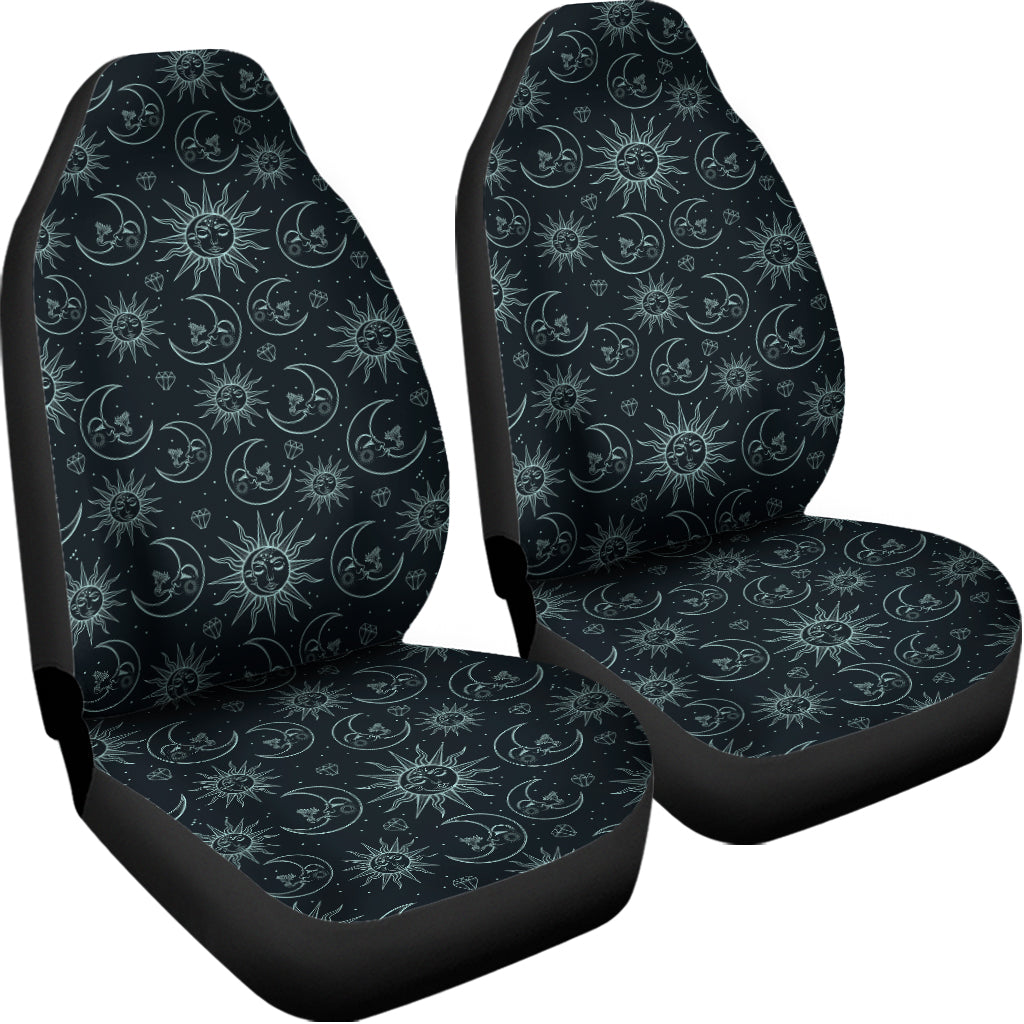 Blue Sun And Moon Pattern Print Universal Fit Car Seat Covers