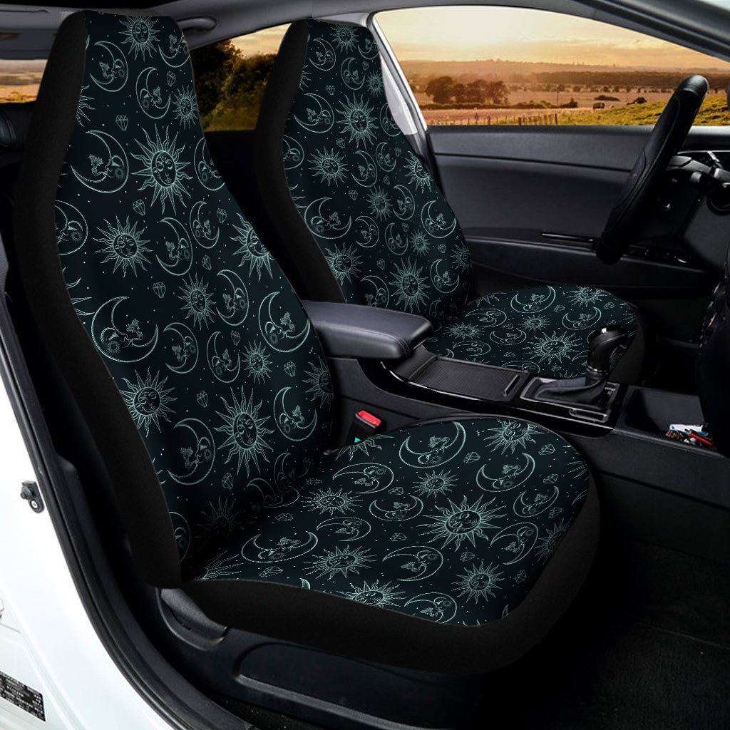 Blue Sun And Moon Pattern Print Universal Fit Car Seat Covers