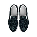 Blue Sun And Moon Pattern Print White Slip On Shoes