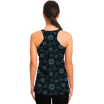 Blue Sun And Moon Pattern Print Women's Racerback Tank Top