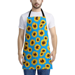 Blue Sunflower Pattern Print Apron