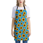 Blue Sunflower Pattern Print Apron