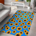 Blue Sunflower Pattern Print Floor Mat
