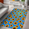 Blue Sunflower Pattern Print Area Rug GearFrost