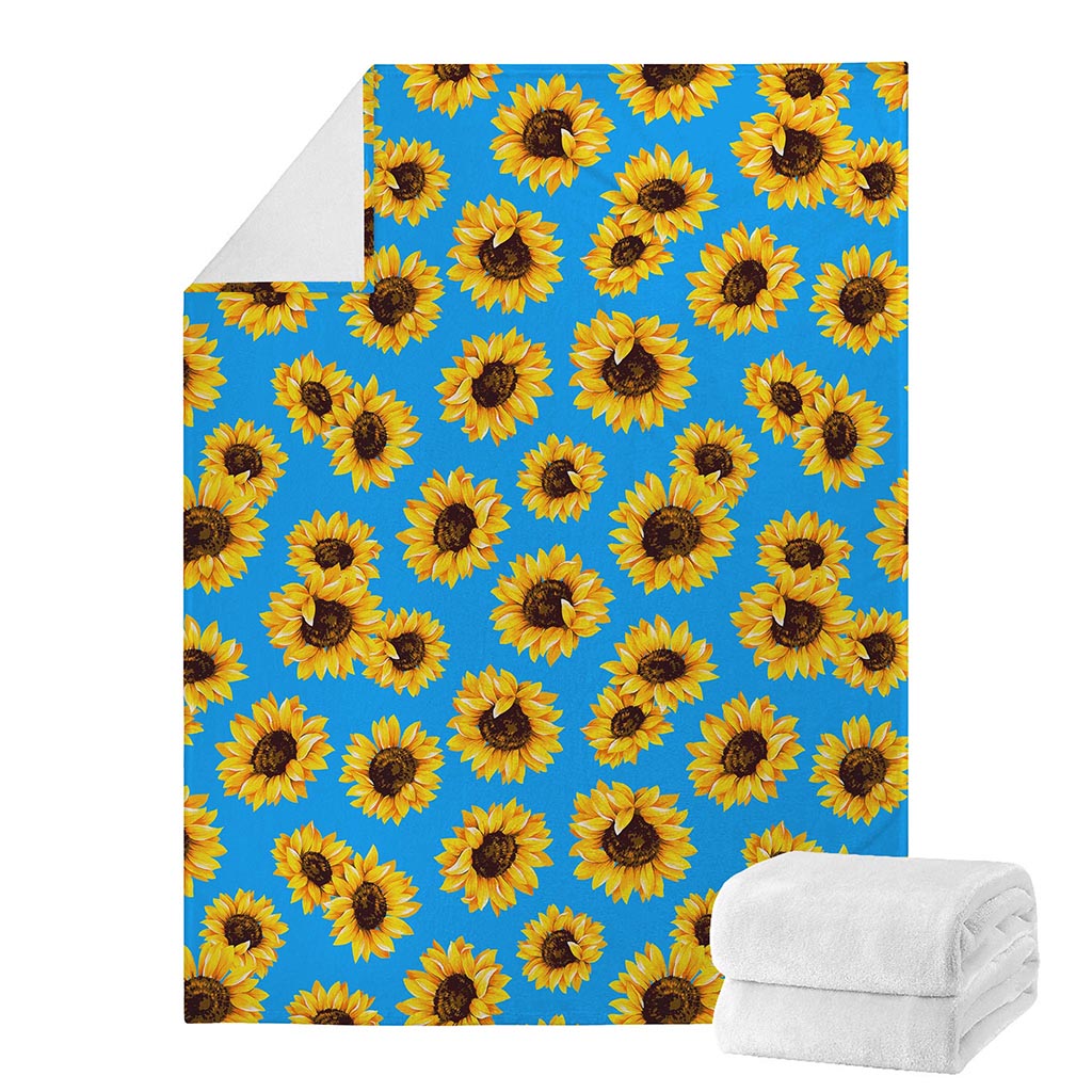 Blue Sunflower Pattern Print Blanket