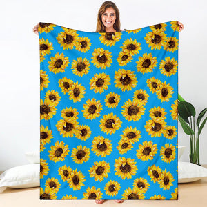 Blue Sunflower Pattern Print Blanket