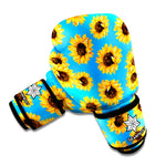 Blue Sunflower Pattern Print Boxing Gloves