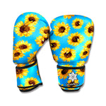 Blue Sunflower Pattern Print Boxing Gloves