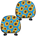 Blue Sunflower Pattern Print Car Headrest Covers