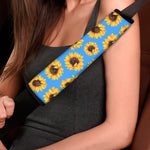 Blue Sunflower Pattern Print Car Seat Belt Covers