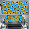 Blue Sunflower Pattern Print Car Sun Shade GearFrost