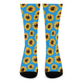 Blue Sunflower Pattern Print Crew Socks