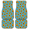 Blue Sunflower Pattern Print Front and Back Car Floor Mats