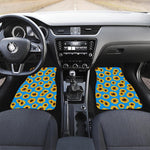 Blue Sunflower Pattern Print Front and Back Car Floor Mats