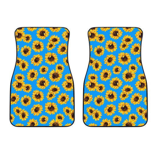 Blue Sunflower Pattern Print Front Car Floor Mats
