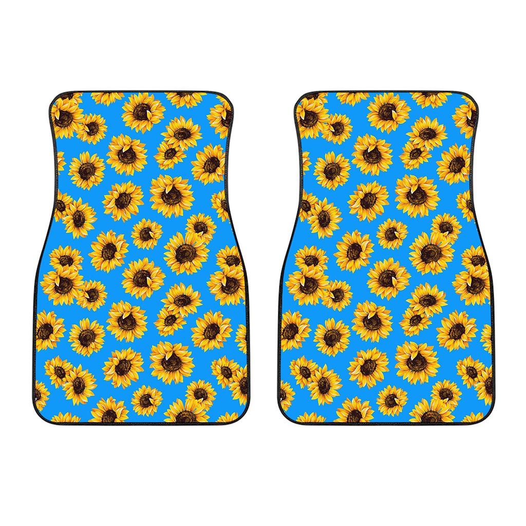 Blue Sunflower Pattern Print Front Car Floor Mats