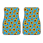 Blue Sunflower Pattern Print Front Car Floor Mats