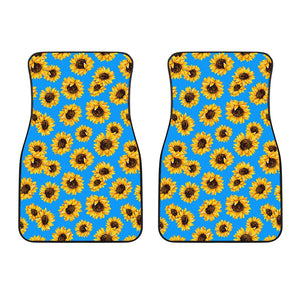 Blue Sunflower Pattern Print Front Car Floor Mats