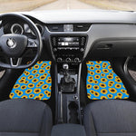 Blue Sunflower Pattern Print Front Car Floor Mats