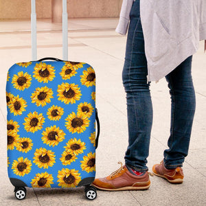 Blue Sunflower Pattern Print Luggage Cover GearFrost