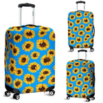 Blue Sunflower Pattern Print Luggage Cover GearFrost