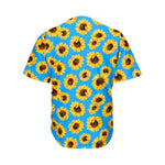 Blue Sunflower Pattern Print Men's Baseball Jersey