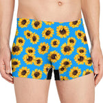 Blue Sunflower Pattern Print Men's Boxer Briefs