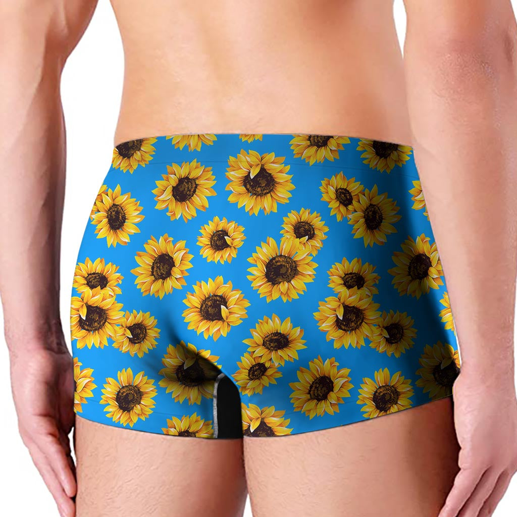 Blue Sunflower Pattern Print Men's Boxer Briefs