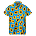 Blue Sunflower Pattern Print Men's Short Sleeve Shirt