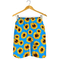 Blue Sunflower Pattern Print Men's Shorts