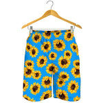 Blue Sunflower Pattern Print Men's Shorts