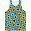 Blue Sunflower Pattern Print Men's Tank Top