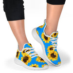 Blue Sunflower Pattern Print Mesh Knit Shoes GearFrost