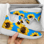 Blue Sunflower Pattern Print Mesh Knit Shoes GearFrost