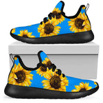 Blue Sunflower Pattern Print Mesh Knit Shoes GearFrost