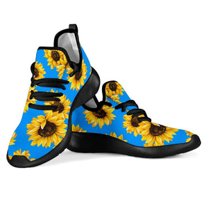 Blue Sunflower Pattern Print Mesh Knit Shoes GearFrost